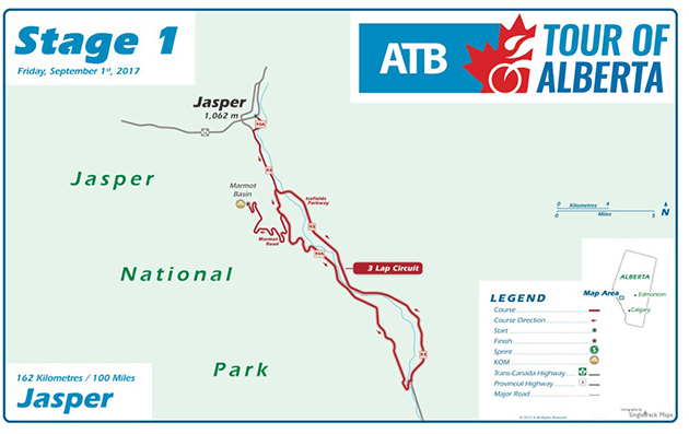 Alberta Tour stage 1 map